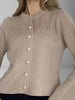 Women's Regular Fit Viscose Solid Color Round Neck Long Sleeve Single Breasted Cardigan with Buttons for Fall Autumn in White