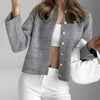 Women's Regular Fit Viscose Solid Color Round Neck Long Sleeve Single Breasted Cardigan with Buttons for Fall Autumn in White