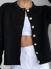 Women's Regular Fit Viscose Solid Color Round Neck Long Sleeve Single Breasted Cardigan with Buttons for Fall Autumn in White