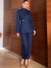 Women's Elegant Long Sleeve Solid Color Polyester Fashion Suit Set for Autumn Work Office in Solid Color