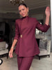 Women's Elegant Long Sleeve Solid Color Polyester Fashion Suit Set for Autumn Work Office in Solid Color