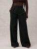 Women's Relaxed Fit Solid Color Polyester Wide Leg Pants with High Waist for Business Commute in Winter Gray