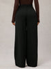 Women's Relaxed Fit Solid Color Polyester Wide Leg Pants with High Waist for Business Commute in Winter Gray