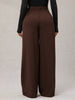 Women's Relaxed Fit Solid Color Polyester Wide Leg Pants with High Waist for Business Commute in Winter Gray