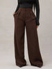 Women's Relaxed Fit Solid Color Polyester Wide Leg Pants with High Waist for Business Commute in Winter Gray