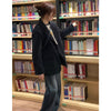 Women's Regular Fit Single Breasted Suit Collar Long Sleeve Casual Blazer with Buttons for Fall in Black Gray