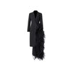 Women's One Button Suit Collar Long Sleeve Polyester Wood Ear Dress Sophisticated Style for Party in White Black