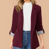 Women's Blazer, Contrast Lapels, Long Sleeves and Turnback Cuffs