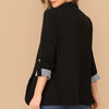 Women's Blazer, Contrast Lapels, Long Sleeves and Turnback Cuffs