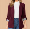 Women's Blazer, Contrast Lapels, Long Sleeves and Turnback Cuffs