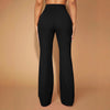 Women's High Waist Straight Leg Polyester Wide Leg Pants with Metal Decoration Elegant Business Formal Trousers for Winter in Black