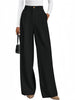 Women's Polyester Work Pants Dress with Pockets High Waist Wide Leg Straight Leg Business Casual for Spring in Black Pink Khaki Brown