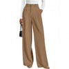 Women's Polyester Work Pants Dress with Pockets High Waist Wide Leg Straight Leg Business Casual for Spring in Black Pink Khaki Brown