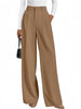 Women's Polyester Work Pants Dress with Pockets High Waist Wide Leg Straight Leg Business Casual for Spring in Black Pink Khaki Brown