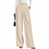 Women's Polyester Work Pants Dress with Pockets High Waist Wide Leg Straight Leg Business Casual for Spring in Black Pink Khaki Brown