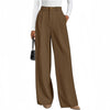 Women's Polyester Work Pants Dress with Pockets High Waist Wide Leg Straight Leg Business Casual for Spring in Black Pink Khaki Brown