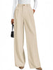 Women's Polyester Work Pants Dress with Pockets High Waist Wide Leg Straight Leg Business Casual for Spring in Black Pink Khaki Brown