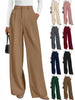 Women's Polyester Work Pants Dress with Pockets High Waist Wide Leg Straight Leg Business Casual for Spring in Black Pink Khaki Brown
