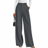 Women's Polyester Work Pants Dress with Pockets High Waist Wide Leg Straight Leg Business Casual for Spring in Black Pink Khaki Brown