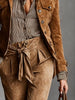 Women's Regular Fit French Style Polyester Solid Color Suit Collar Long Sleeve Single Row Multiple Buckles Jacket with Buttons for Fall in Brown Black