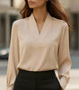 Women's Regular Fit Polyester Solid Color V-Neck Long Sleeve Pullover Blazer with Hood for Casual Work in Black Khaki Pink