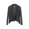Women's Slim Fit Solid Color Lyocell Lotus Leaf Collar Long Sleeve Hooded Basic Cardigan for Fall in Black