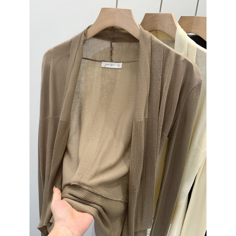 Women's Slim Fit Solid Color Lyocell Lotus Leaf Collar Long Sleeve Hooded Basic Cardigan for Fall in Black