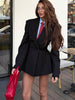 Women's Slim Fit Single Breasted Polyester Blazer with Lapel Long Sleeves and Pocket for Office in White Black