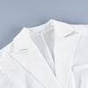 Women's Slim Fit Single Breasted Polyester Blazer with Lapel Long Sleeves and Pocket for Office in White Black
