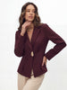 Women's Slim Fit Lapel Long Sleeve One Button Solid Color Polyester Cardigan for Urban Style Winter in Elegant Look