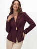 Women's Slim Fit Lapel Long Sleeve One Button Solid Color Polyester Cardigan for Urban Style Winter in Elegant Look
