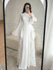 Women's Long Dress, High Neck, Flared Sleeves and Tiered Ruffle Skirt