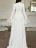 Women's Long Dress, High Neck, Flared Sleeves and Tiered Ruffle Skirt