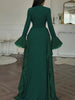 Women's Long Dress, High Neck, Flared Sleeves and Tiered Ruffle Skirt