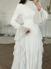 Women's Long Dress, High Neck, Flared Sleeves and Tiered Ruffle Skirt