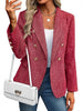 Women's Double-Breasted Blazer, Lapel Collar, Long Sleeves and Textured Finish