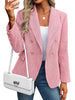 Women's Double-Breasted Blazer, Lapel Collar, Long Sleeves and Textured Finish