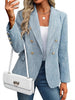 Women's Double-Breasted Blazer, Lapel Collar, Long Sleeves and Textured Finish