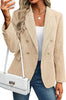 Women's Double-Breasted Blazer, Lapel Collar, Long Sleeves and Textured Finish