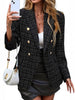 Women's Double-Breasted Blazer, Lapel Collar, Long Sleeves and Textured Finish