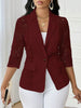 Women's Regular Fit Sexy Lace Solid Color Suit Collar Three-Quarter Sleeve One Button Casual Blazer Jacket for Winter in White Black Apricot