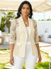 Women's Regular Fit Sexy Lace Solid Color Suit Collar Three-Quarter Sleeve One Button Casual Blazer Jacket for Winter in White Black Apricot