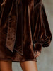 Women's Mini Dress, Tie Neck, Long Puff Sleeves and Solid or Plaid Options