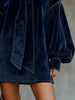 Women's Mini Dress, Tie Neck, Long Puff Sleeves and Solid or Plaid Options
