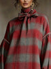 Women's Mini Dress, Tie Neck, Long Puff Sleeves and Solid or Plaid Options
