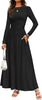 Women's Knit Dress with Pockets, Round Neck Long Sleeve Pleated Slim Fit Dress for Fall Winter