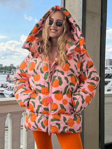 Printed Loose Thicken Coats Women Full Sleeve Zippers Hoodie Warm Outwears Female Autumn Winter Lady Jackets Chic