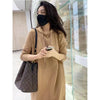 Women's Hooded Long Dress, Long Sleeve Panel Design Loose Fit Casual Dress for Fall Winter