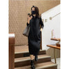 Women's Hooded Long Dress, Long Sleeve Panel Design Loose Fit Casual Dress for Fall Winter