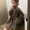 Women's Plaid Tweed Blazer Coat, Longline Suit Jacket for Fall Winter Styling